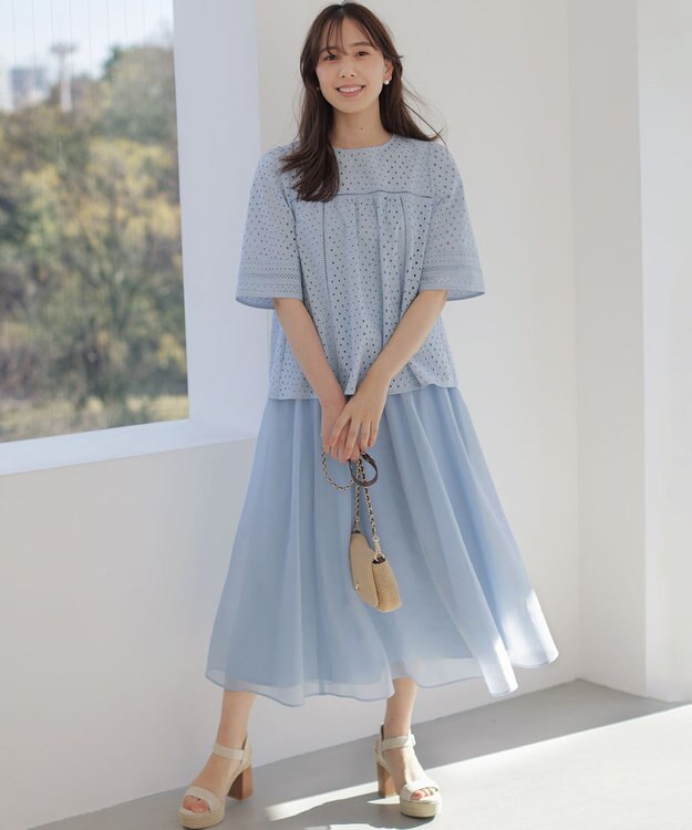 組曲 S 【先行予約】カラーボイル スカート クラウディブルー系