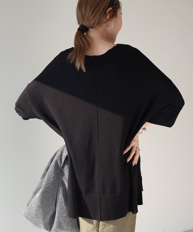 AMERICAN HOLIC バイパチＶネックワイドニットカーディガン Black