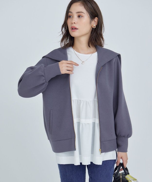 組曲 ストレッチ天竺ティアード ロングＴシャツ アイボリー系