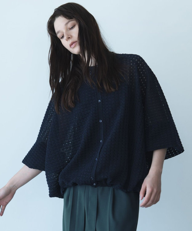 自由区 【カトリエムブーケ】Texture formeバックリボンディテールプルオーバー ネイビー