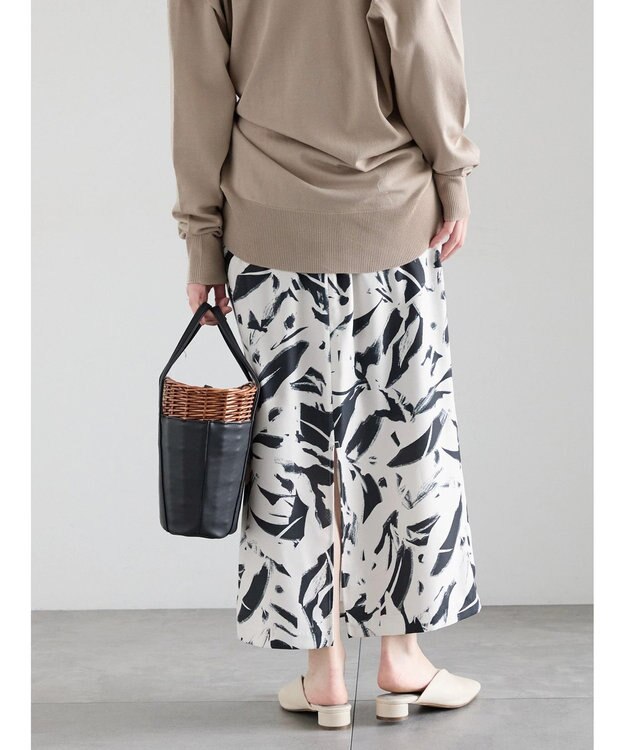 Te chichi 【2026年3月InRed掲載波瑠さん着用】ペイントパターンナロースカート オフホワイト