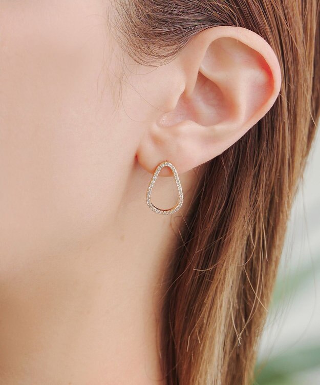 Tiaclasse 【金属アレルギー対応】ティアドロップサークルピアス ゴールド