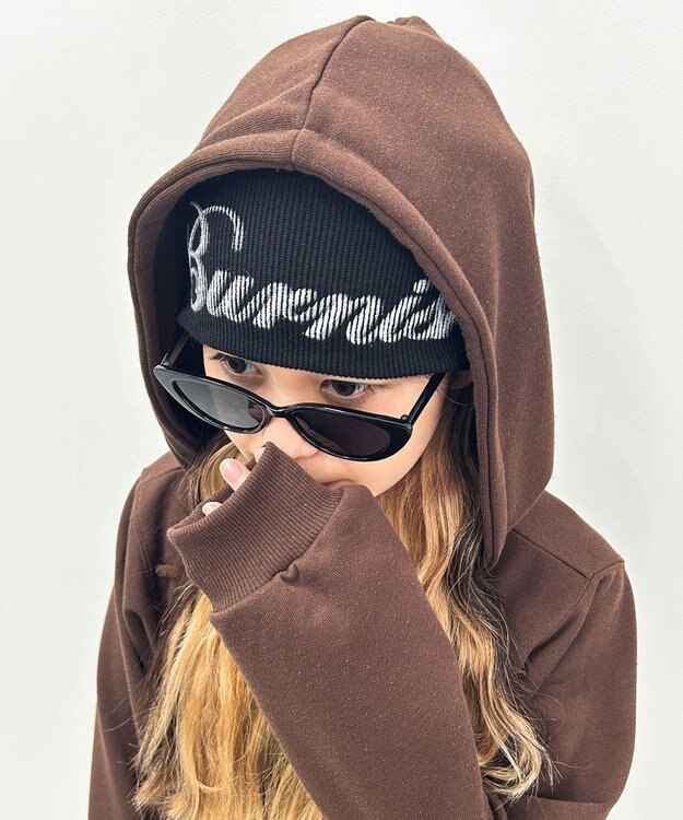 WEGO ロゴプリントシングルニットワッチ ブラック