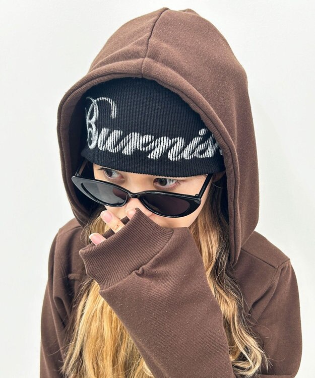 WEGO ロゴプリントシングルニットワッチ ブラック