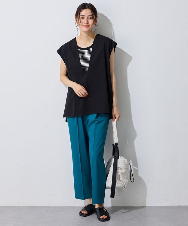 ANY L 【洗濯機可/接触冷感/UVカット】Ｖネックチュニック ブラック