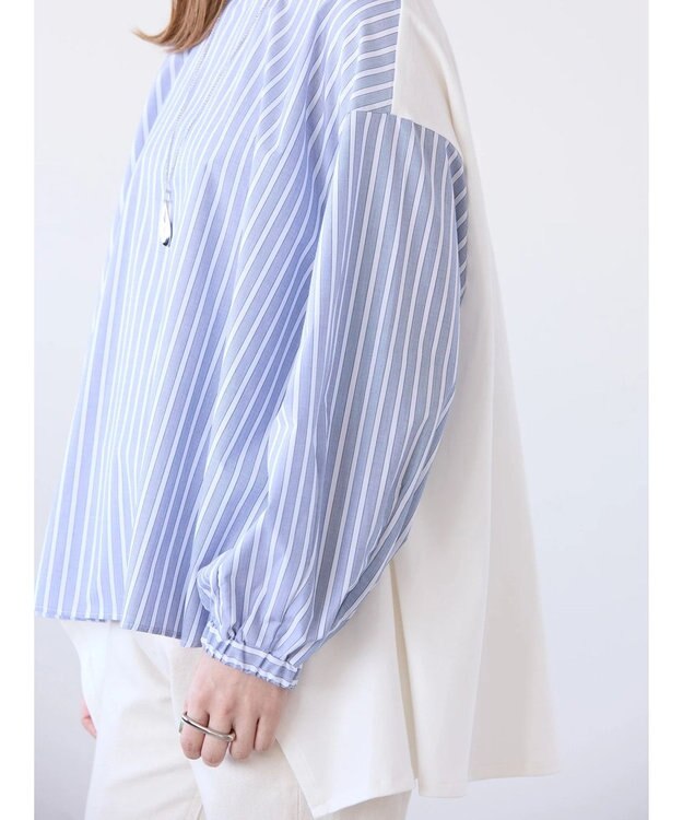 AMERICAN HOLIC 異素材バックタックドッキングプルオーバー Stripe