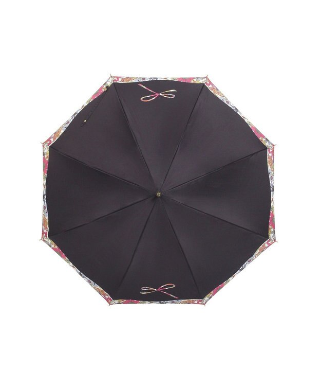 MOONBAT 【耐風傘/ジャンプ傘】ランバン オン ブルー (LANVIN en Bleu) リボン 花柄 長傘 サテンプリント ブラック