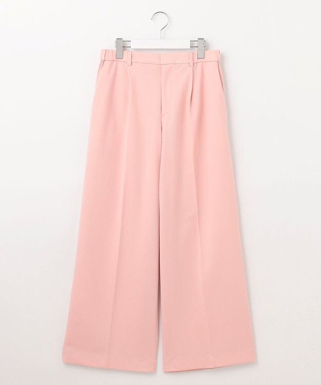 自由区 【洗える】ライトフィールジャージータックワイド パンツ ピンク