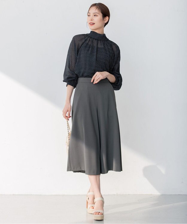 組曲 【洗える】ライトツイルストレッチ パンツ グレー系