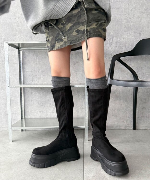 WEGO 厚底ボリュームロングブーツ ブラックその他