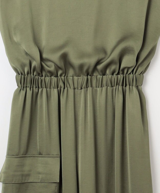 NAVE 【Nave・洗える】ヴィンテージサテン オールインワン カーキ系