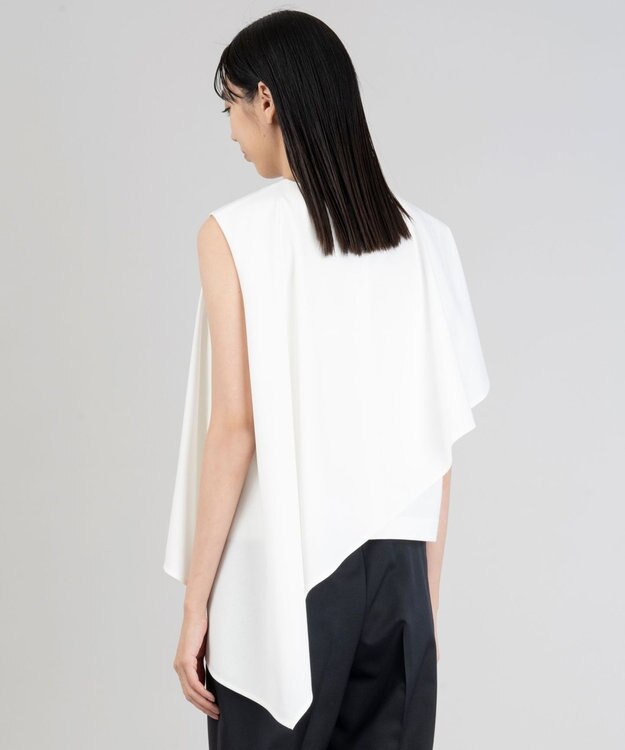 23区 【エステータ】トリアセファインジャージー ラッフルデザイン カットソー ホワイト系