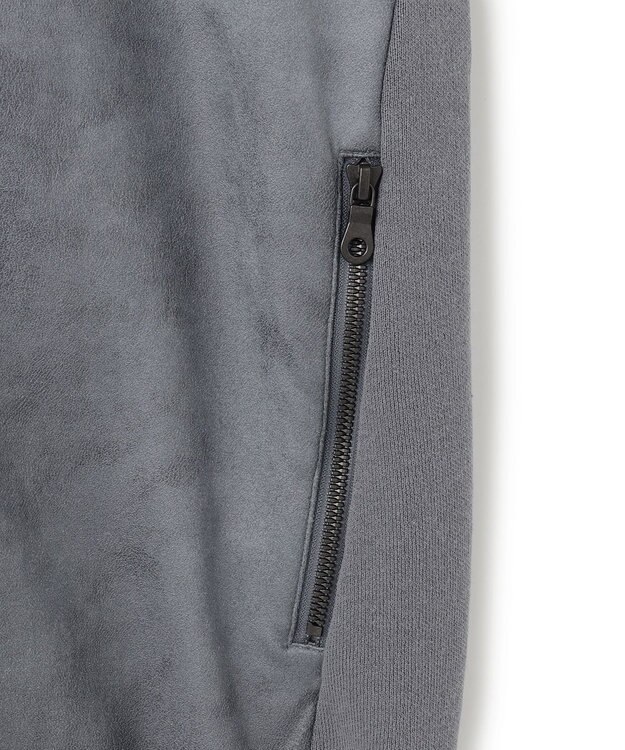 JOSEPH HOMME 新素材【ストレッチ/光沢感】レザーライクジャージーコンビ　フーディー ライトグレー系