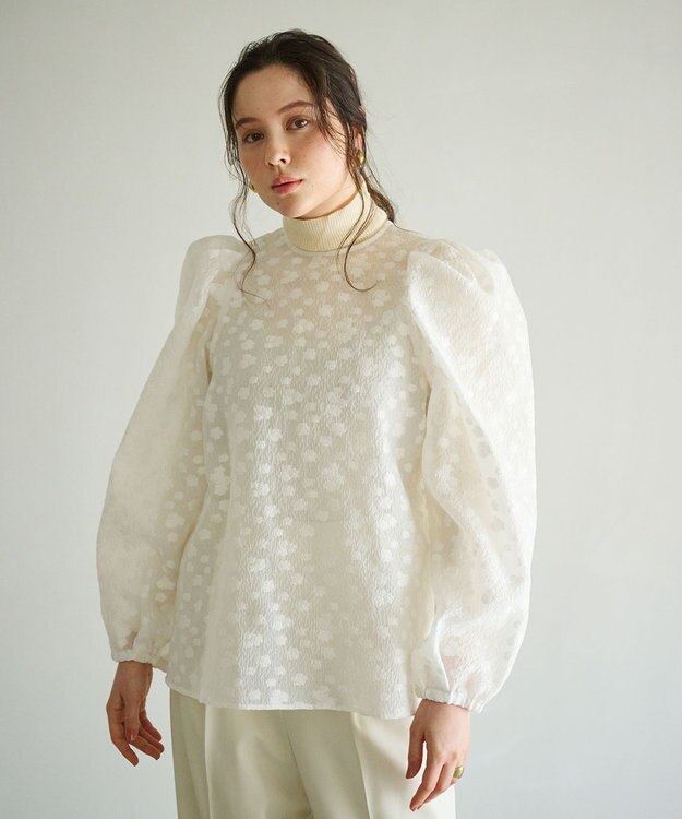 #Newans シアーパフスリーブブラウス