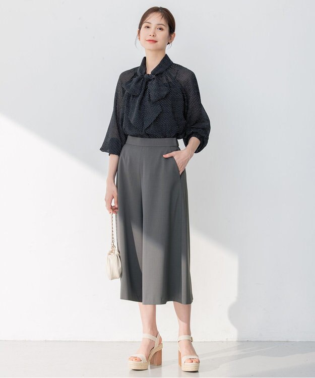 組曲 【洗える】ライトツイルストレッチ パンツ グレー系