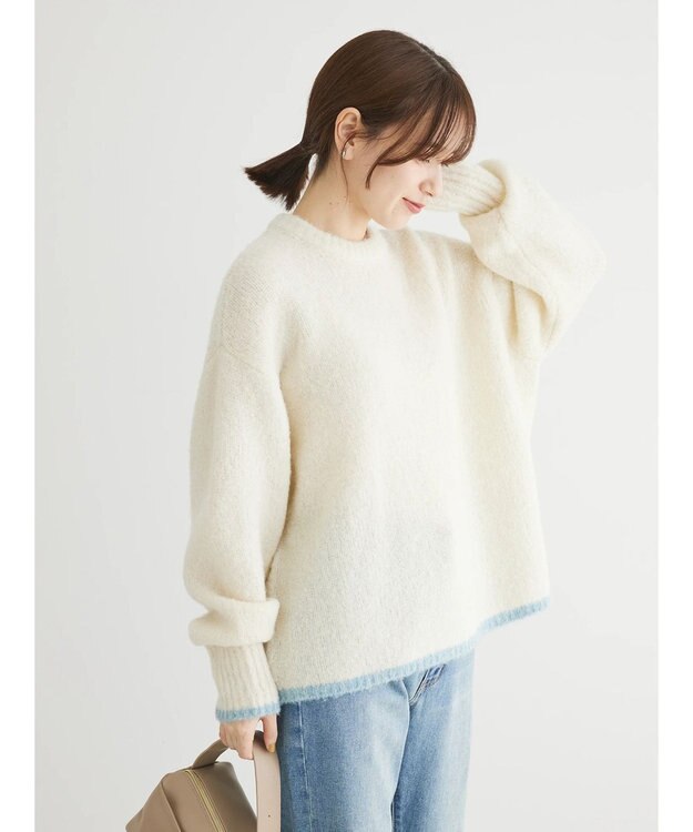 Green Parks フェアリーＭｉｘライン入りプルオーバー Off White