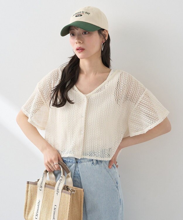 earth music&ecology ＳＥＴ２点レースカーディガン＋レイヤードインナー Ivory