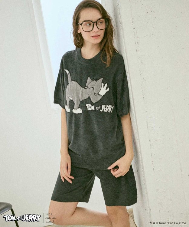 une nana cool トムとジェリー × une nana cool なめらかふわふわプルオーバー&ハーフパンツセット BL