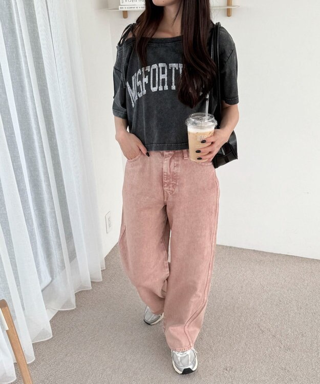 WEGO ハートポケットストレートデニムパンツ ピンク