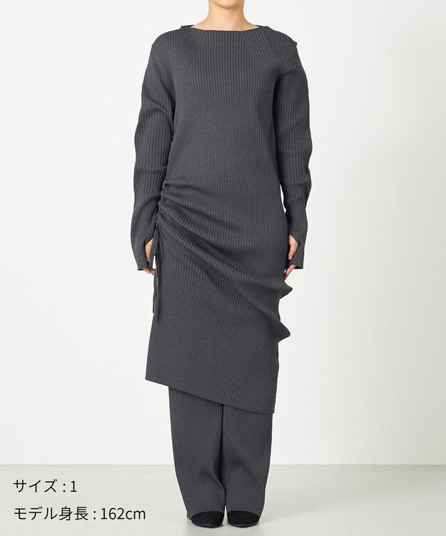 NAVE 【ReNAVE・洗える】スポンディッシュワイドリブワンピース グレー系