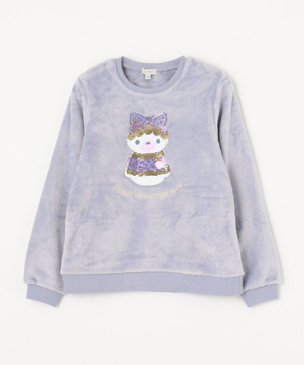 ANY KIDS 両面 フリース スパンコール トレーナー サックスブルー×雪だるま