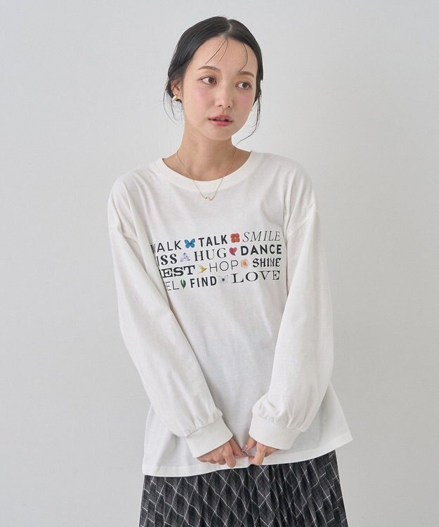 earth music&ecology いいことワードロゴＴシャツ White