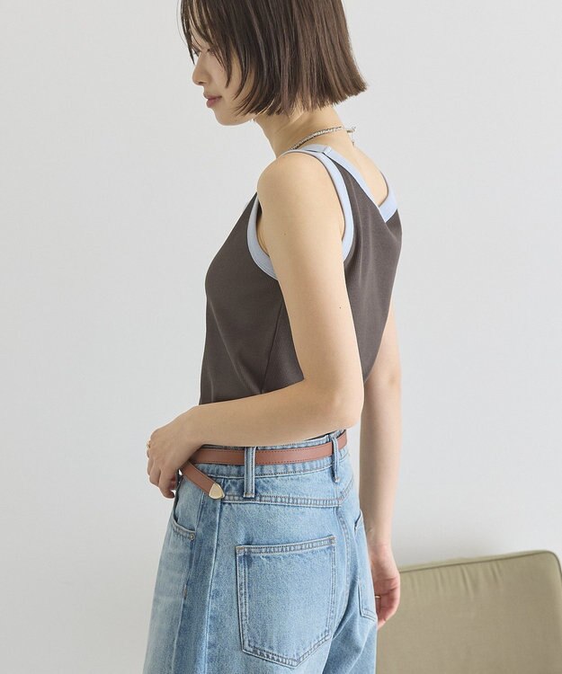 AMERICAN HOLIC バイカラーテレコタンクトップ Dark Brown