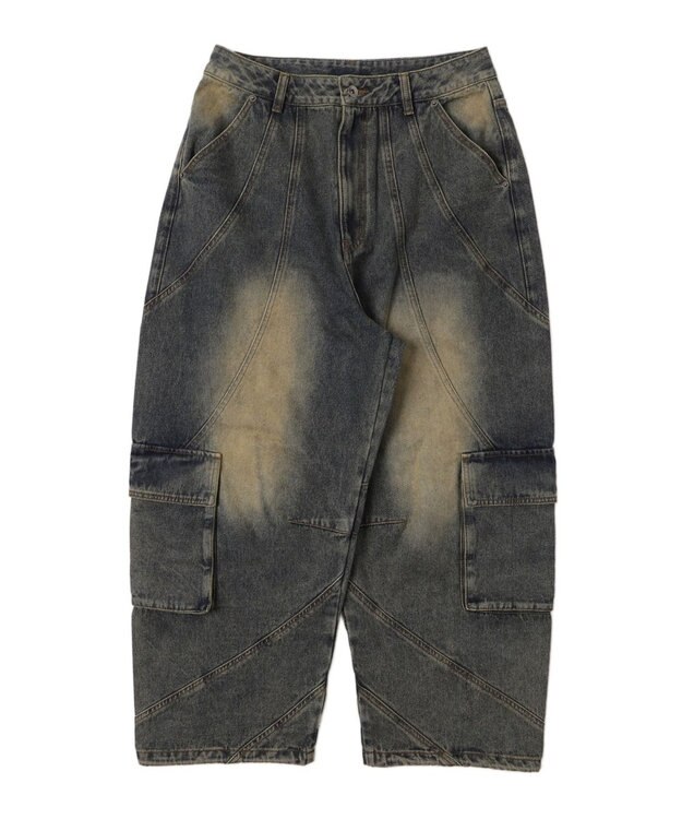WEGO スウィッチングデニムカーゴパンツ デニム淡加工色