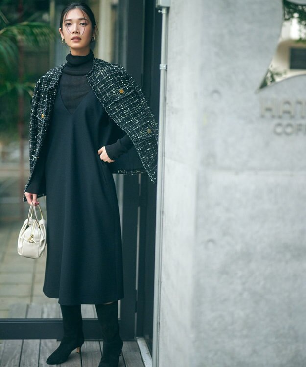 23区 【SLOW/一部店舗限定】シアーリブ タートルネックニット ブラック系