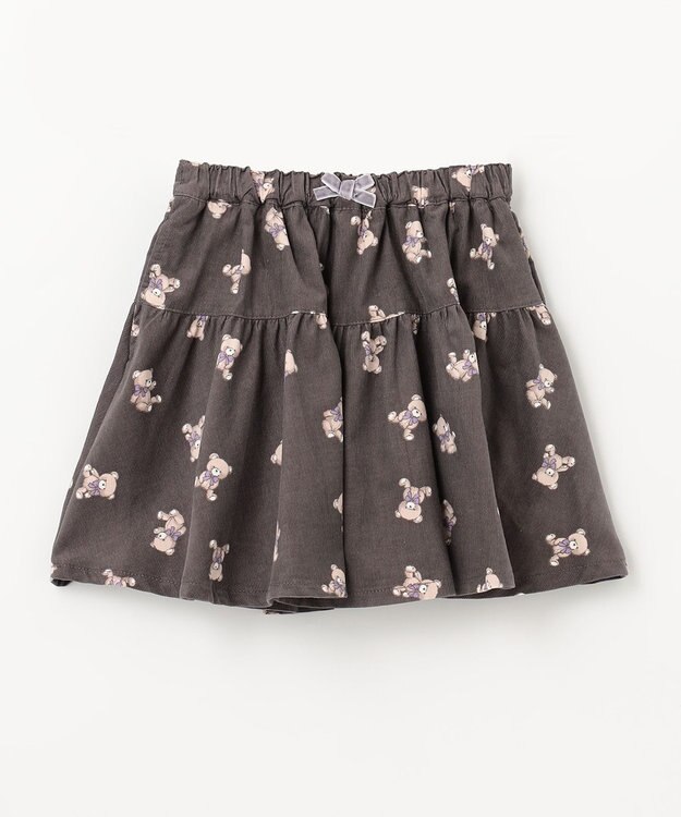 ANY KIDS チェック柄/アニマル柄スカパン ブラウン系クマ