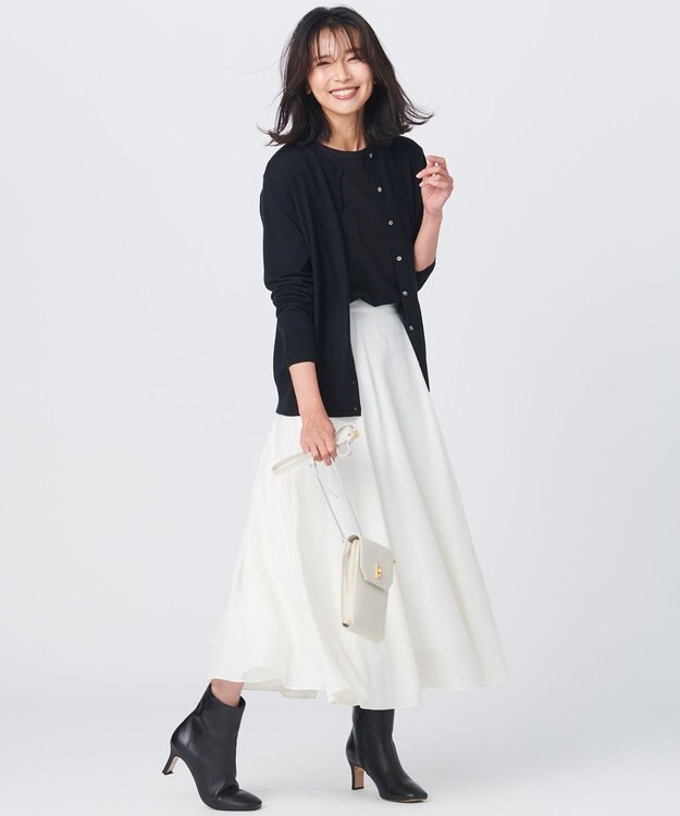 23区 【大好評素材/洗える】コットンベアジャージー ロング Tシャツ ブラック系