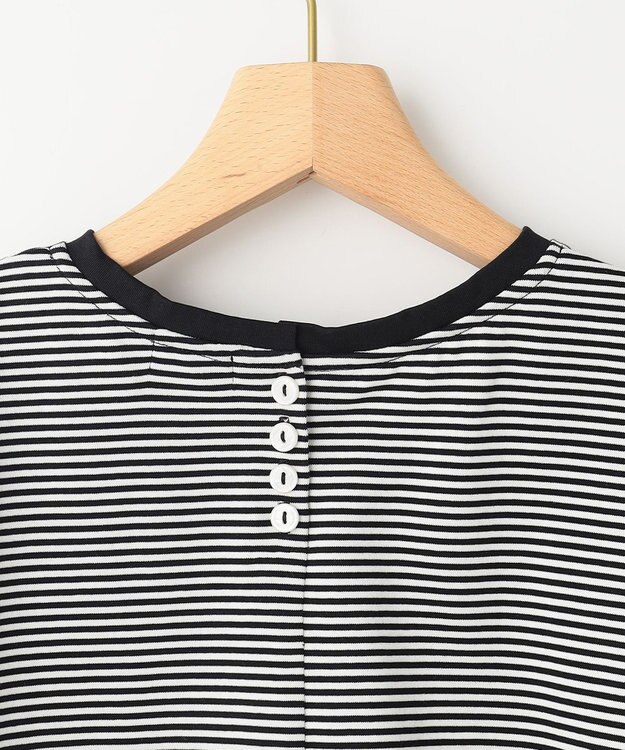 組曲 GIZAコットンタックスリーブ Tシャツ モノトーンストライプ系1