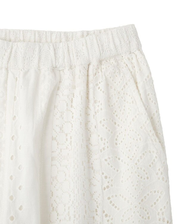 earth music&ecology 【セットアップ対応】【WEB・一部店舗限定】パッチワークレースパンツ Off White