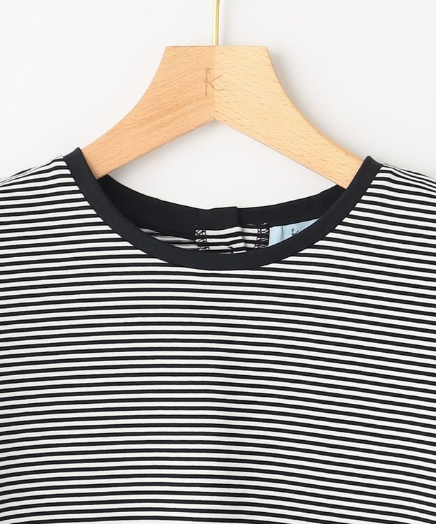 組曲 GIZAコットンタックスリーブ Tシャツ モノトーンストライプ系1