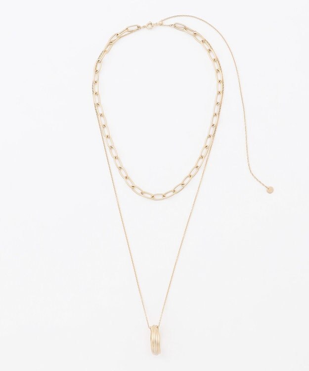 自由区 ダブルチェーンリング ネックレス マットゴールド