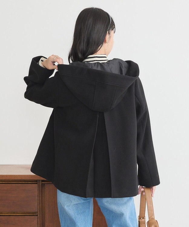 earth music&ecology ２Ｗａｙフードショートコート Black