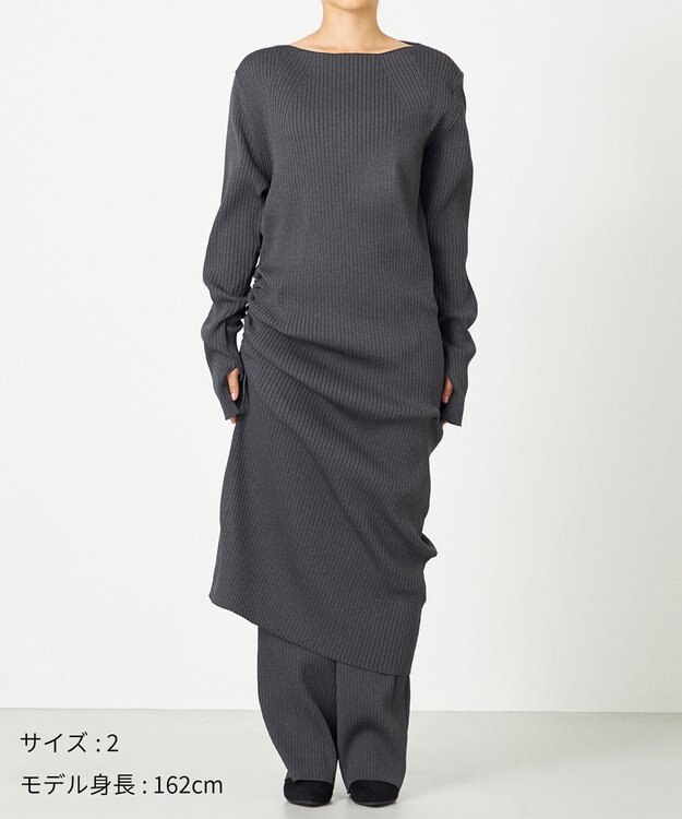 NAVE 【ReNAVE・洗える】スポンディッシュワイドリブワンピース グレー系