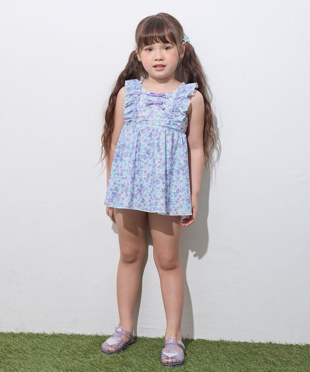 ANY KIDS 小花柄 セパレート水着 サックスブルー