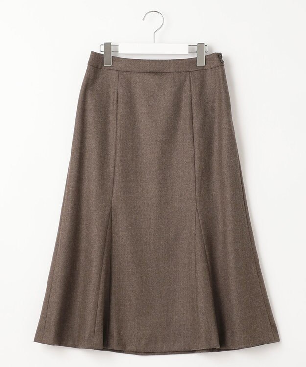 J.PRESS LADIES 【洗える】フラノハンドウォッシュ マーメイド スカート ダークブラウン系