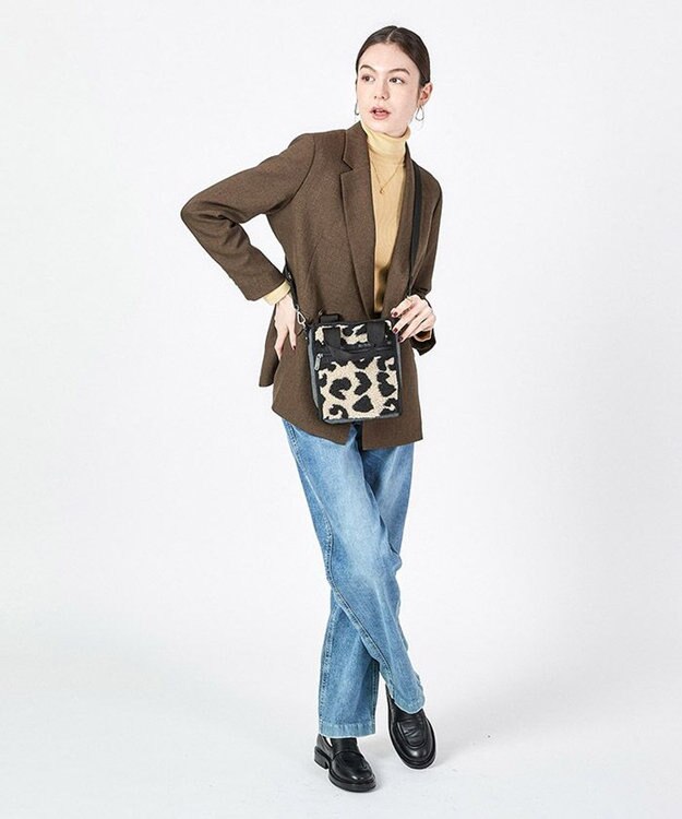 DENIM MINI N/S TOTE/ブラックデニム/レオパードシェルパ / LeSportsac