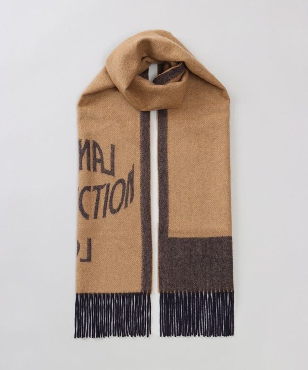 AURORA 【 LANVIN COLLECTION（ランバン コレクション） 】カシミヤ100%ジャカードマフラー(WASH) キャメル