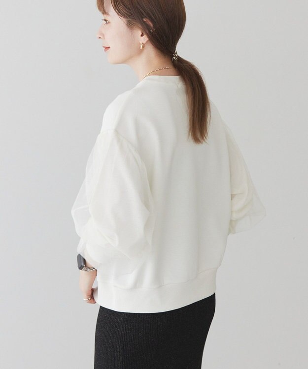 AMERICAN HOLIC 袖チュール重ねプルオーバー Off White