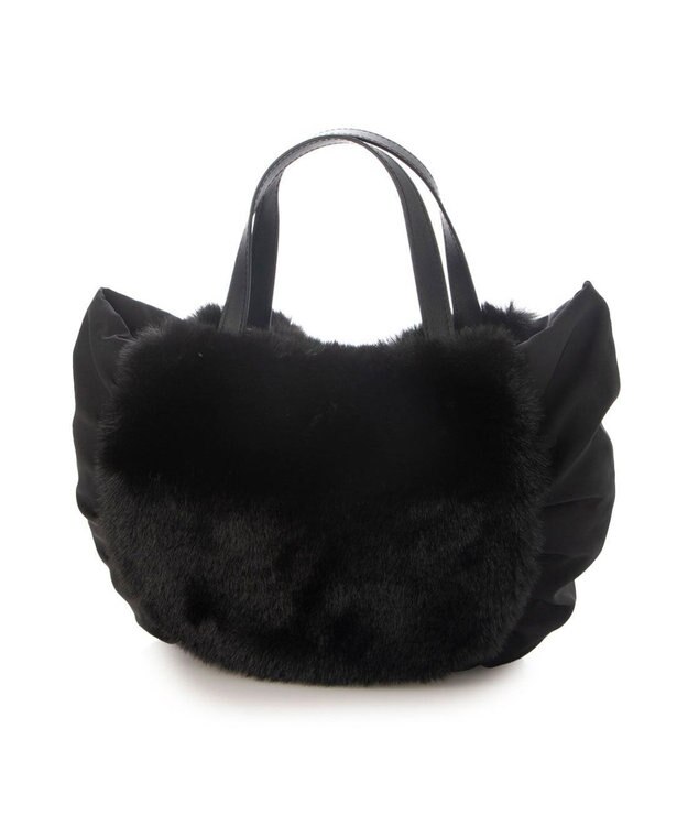 UNBILLION カシュカシュ cachecache / ポンポン付きエコファーラウンド型トートバッグ ブラック