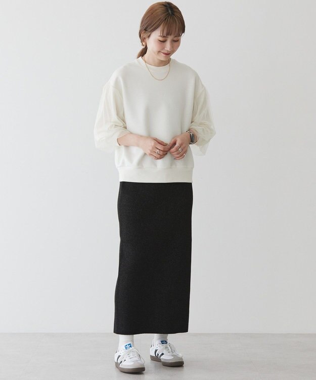 AMERICAN HOLIC 袖チュール重ねプルオーバー Off White