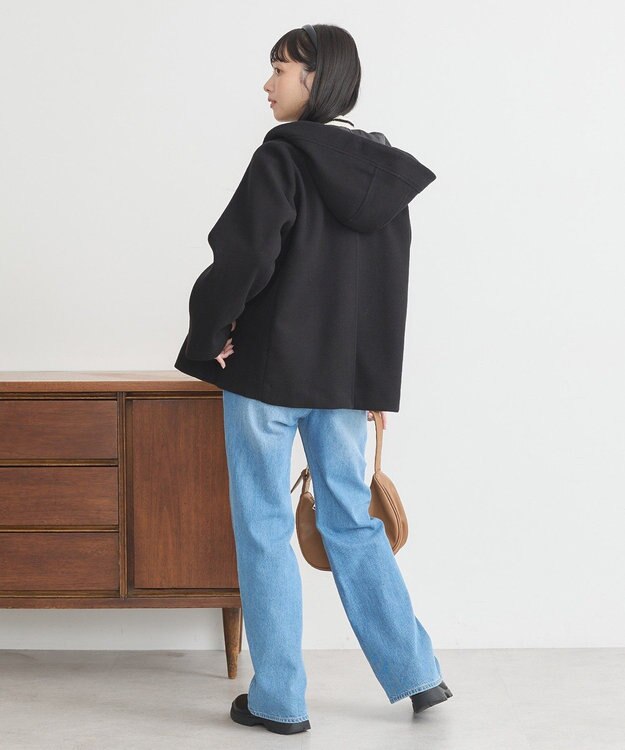 earth music&ecology ２Ｗａｙフードショートコート Black