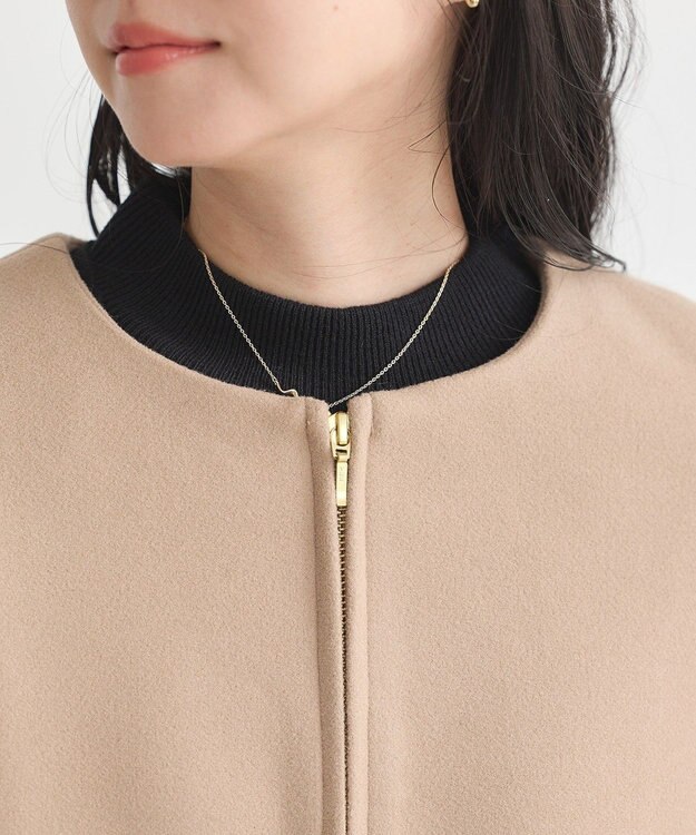 earth music&ecology ２Ｗａｙフードショートコート Beige