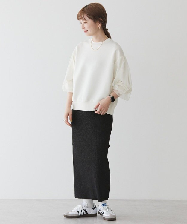 AMERICAN HOLIC 袖チュール重ねプルオーバー Off White