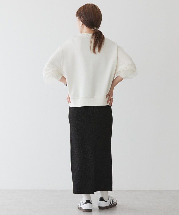 AMERICAN HOLIC 袖チュール重ねプルオーバー Off White