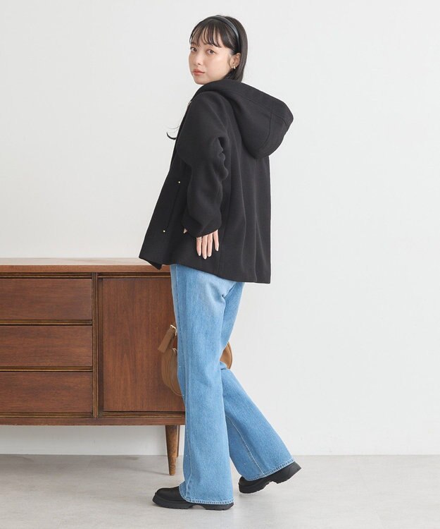 earth music&ecology ２Ｗａｙフードショートコート Black