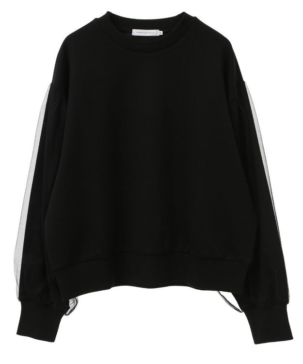 AMERICAN HOLIC 袖チュール重ねプルオーバー Black
